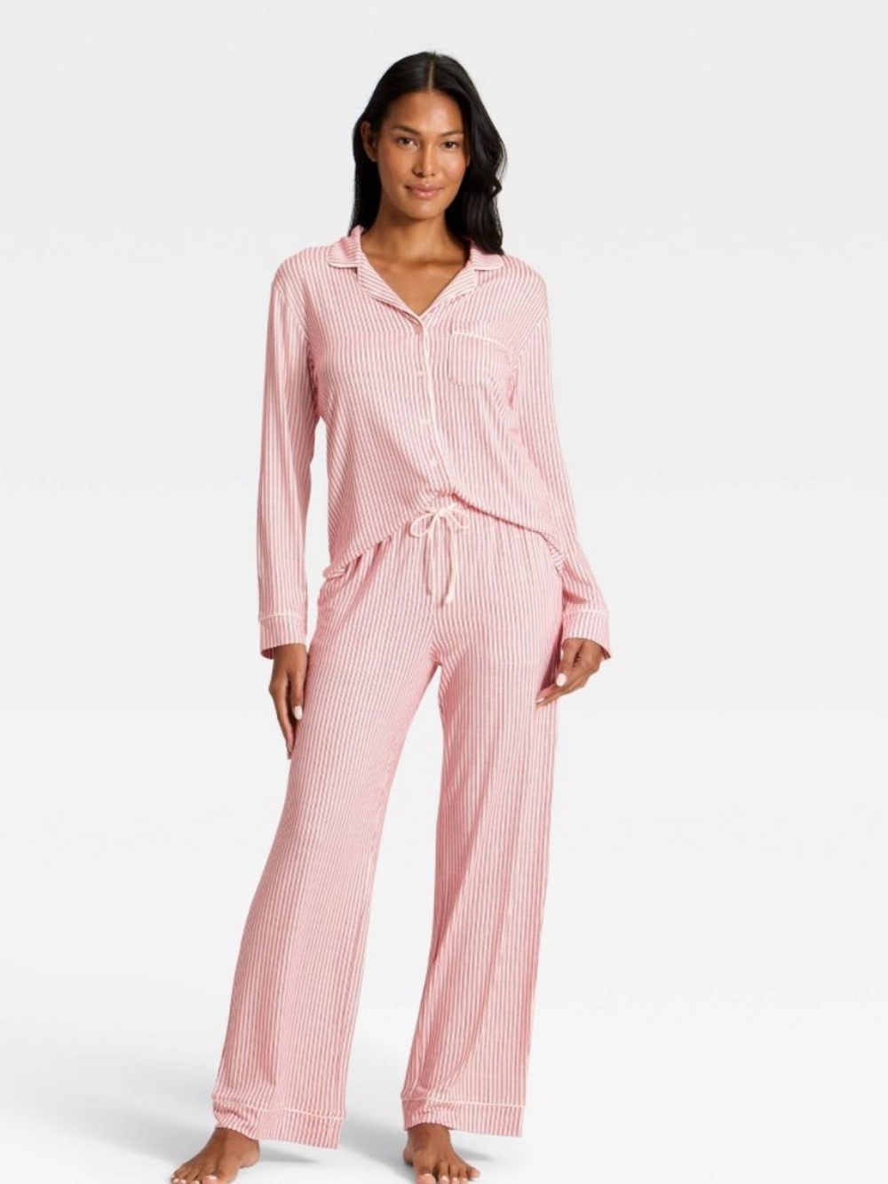 Auden Red Striped Long-Sleeve Pajama Set L NWOT - Picture 2 of 4
